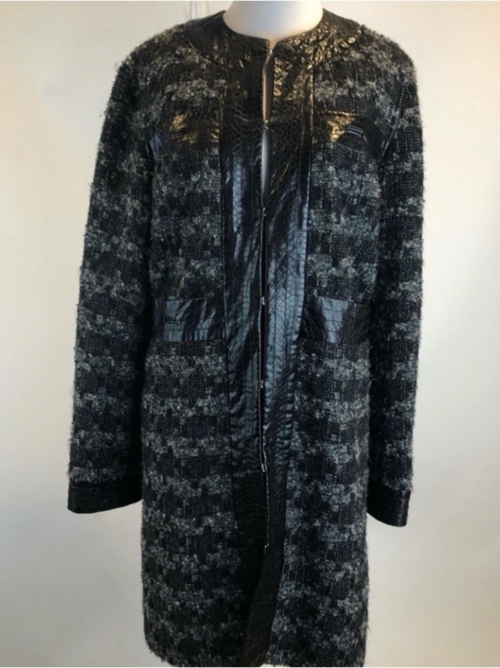 TORY BURCH EDALENE Black and Gray Tweed Coat. Hard to find.